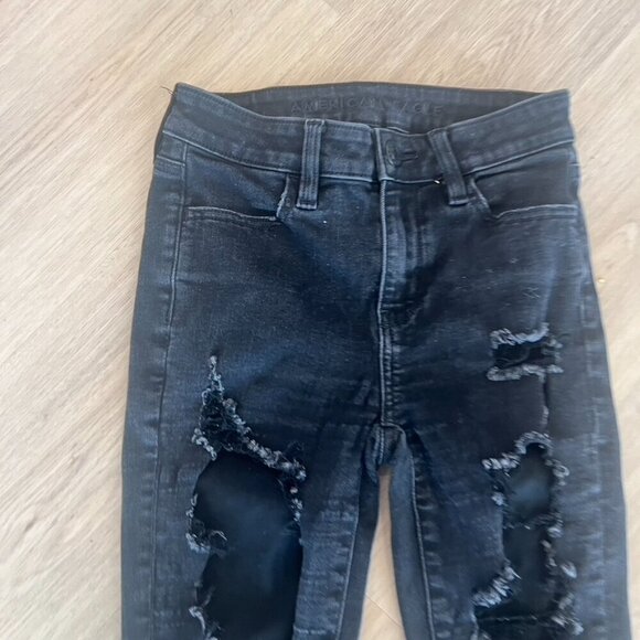 American Eagle Black Distressed High Rise Jegging Women's 0 Regular - Picture 5 of 10